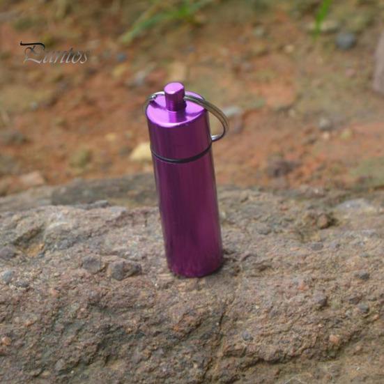 Tragbares, versiegeltes Glas, Schlüsselanhänger, Schraubdeckel, Aluminiumlegierung, wasserdicht, flacher Boden, zum Aufhängen, Mini-Tablet, Pillenaufbewahrung, Flaschenbehälter, Halter, Schlüsselanhänger