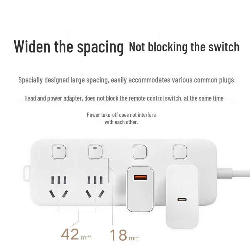 Xiaomi 4-Outlet Individually Switched Power Strip CN plug (adapter included)