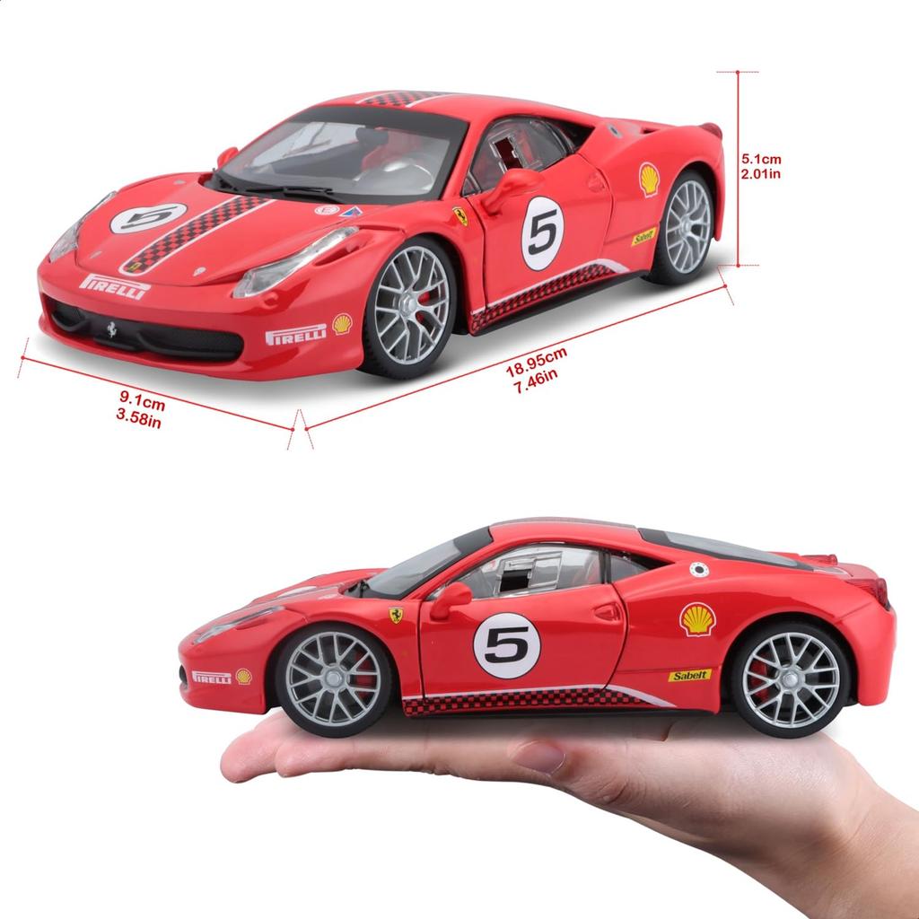Bburago Ferrari 458 Challenge Red Diecast Model Car 1/24 / (Finished Product) 18-26302