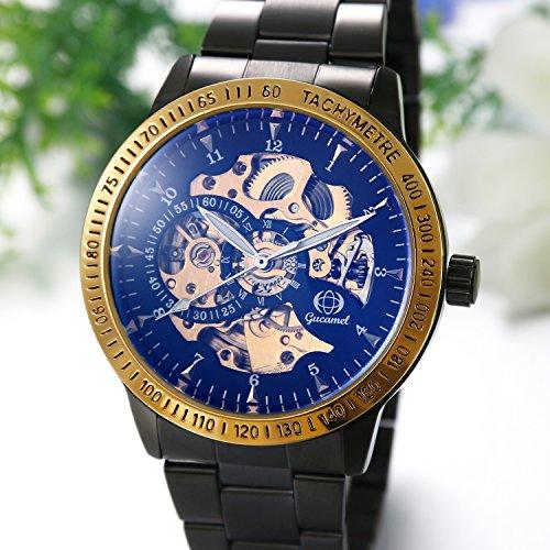 JewelryWe Men's Automatic Watch, Stylish, Waterproof, Skeleton-Style Analog Display with Numerals, Stainless Steel Strap, Popular for Business and Cas