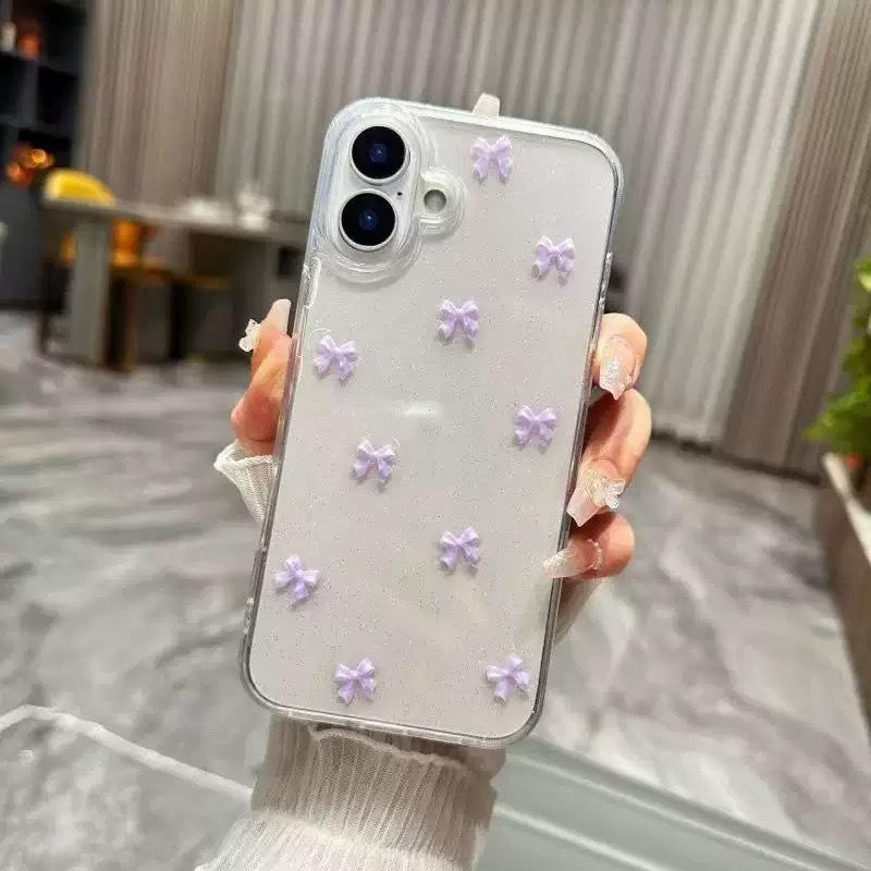 

Glue Glitter Bow for Apple 16promax Mobile Phone Case for IPhone17Air Transparent Women s Fashion For iPhone 7/8/SE 2020