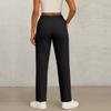 Pantalon droit tendance de couleur pour femme avec taille haute à cordon de serrage, poches et ceinture élastique, pantalon décontracté