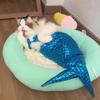Mermaid Cat Halloween Costumes Sparkly Cosplay Dog Clothes Outfit for Small Kitten Birthday Party Dressing Up Pet Costumes   Cos