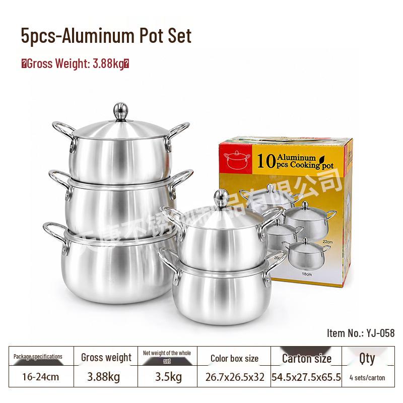 Africa Aluminum 5-Piece Casserole Pot Set for Household Kitchens