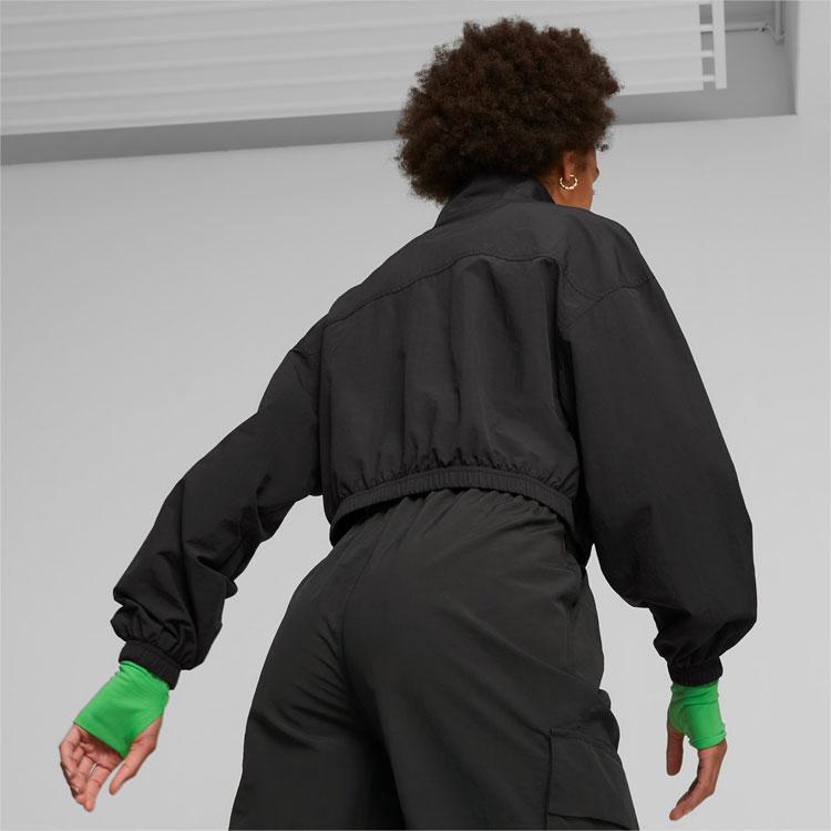 Puma Dare To Cropped Woven Jacket Logo Print Women Jacket Black 621436-01