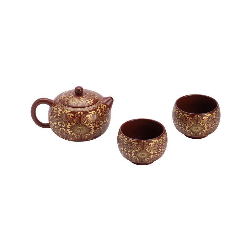 Sushic Ceramic Zisha Tea Set by Chen Ruiling - Intertwined Lotus