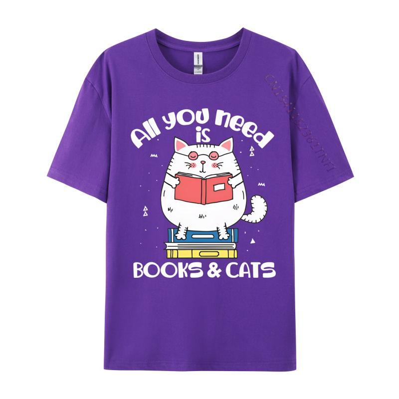 T-shirts Drôles pour Hommes Tout Ce Dont Vous Avez Besoin Ce Sont Des Livres Chats T-shirts Lire Livre T-shirt Mode Coton T-shirts Personnalisé Nouveaux Hauts T-shirts