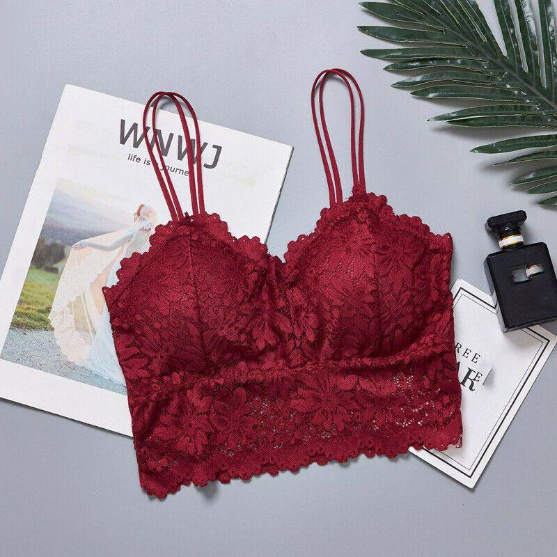 

Женский кружевной цветочный бралетт кроп-топ без спинки с мягкой подкладкой** XL вино красного