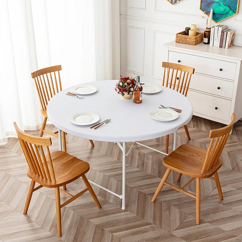 Elastic Round Fitted Tablecloth Waterproof Oil-Proof Wedding Party Table Cover Dust-Proof Oil-Proof and Skid-Proof Nordic Style