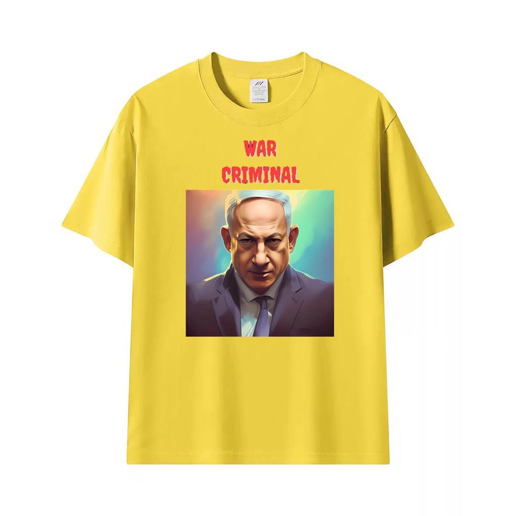 Benjamin Netanyahu Magliette Stampate Divertenti Unisex Moda Unisex Maglietta di Alta Qualità Cotone Oversize Larga Girocollo Magliette Streetwear