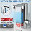 3300W Electric Instant Water Heater Faucet Tap Temperature Display LED Ambient Light Instant Heating Tap for Bathroom Kitchen