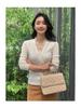 Women's V-Neck Lace Trim Cashmere Cardigan - Long Sleeve Knit Sweater for Autumn and Winter