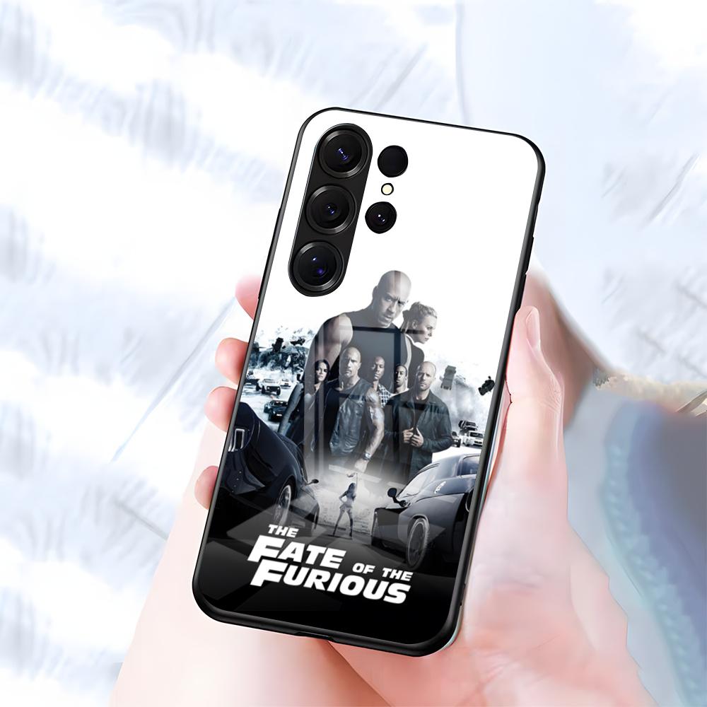 

F-fast И F-Furious Чехол для телефона Samsung S26 S25 S24 FE S23 S22 S21 Plus S20 Ultra Note20Ultra Черная Стеклянная Крышка Galaxy S25