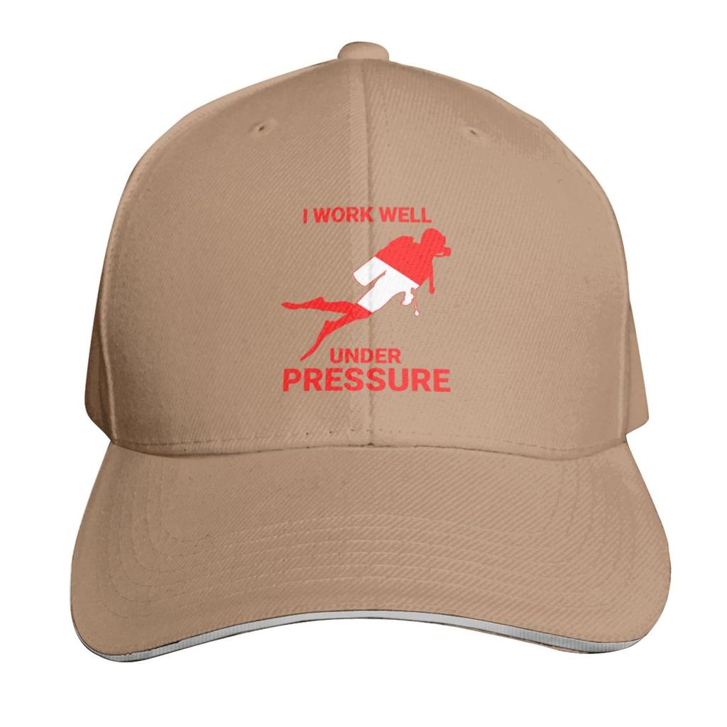 I work well under pressure Scuba Diving Diver Down Baseball Cap Golf Hat Unisex Funny hats hard hat Wild Ball Hat Womens Unisexs