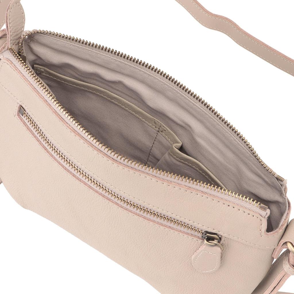 Peaks Peak Cowhide Shoulder Bag with Thin Gusset, Women's, Greige