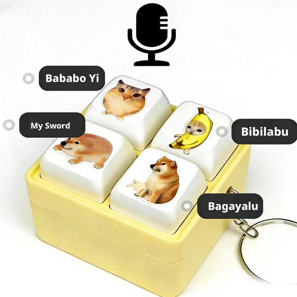 4-Key Voice button keychain Plastic decompression toys Decompression vocal ornament For Birthday Party Gifts