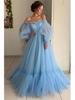 2020 European & American Off-the-Shoulder Mesh Long Sleeve Wedding Gown