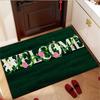 Welcome Floral Doormat Green Grass Pattern Entrance Mat Non-Slip Washable Outdoor Rug for Home Front Door Garden Decor