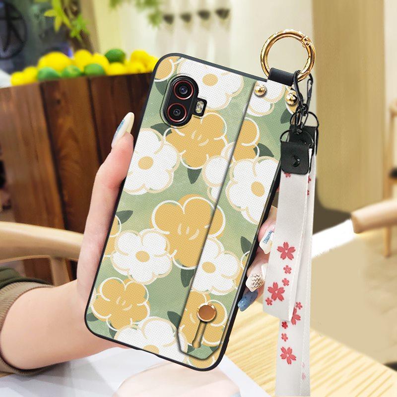 Lanyard Kickstand Phone Case For Samsung Galaxy Xcover6 Pro/SM-G736U/B Oil Painting Wristband Anti-knock Back Cover Ring