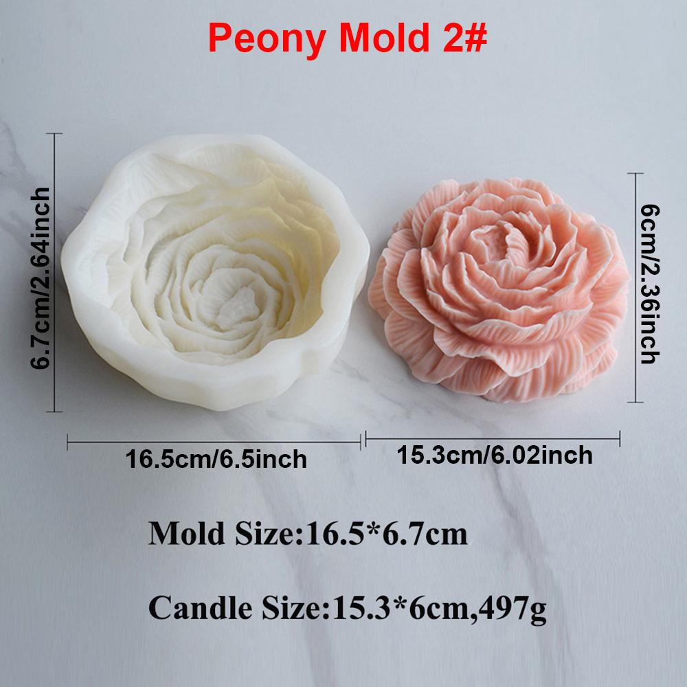 Large Peony Rose Flower Silicone Mold Blooming Flower Candle Resin Concrete Crafts Gypsum Molds DIY Flower Gift Home Decor NONE