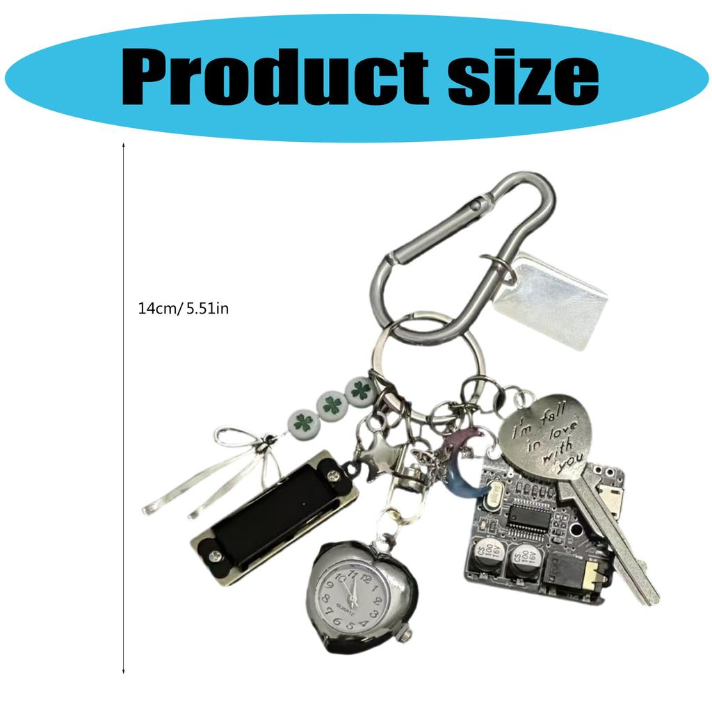 Guitar Pick Key Accessory Fashionable Keychain Pocket Watch Keyrings Alloy Texture Suitable for Party and Casual Outfits