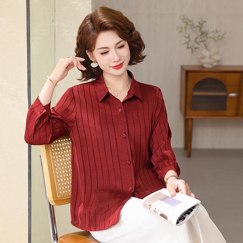 Spring/Summer Elegant Solid Color Casual Loose Top for Middle-Aged & Elderly Women - Breathable, Youthful Style