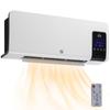 Electric Heater, Wall Mount, Oscillation Function, 2 Modes, Timer, LED Display, White