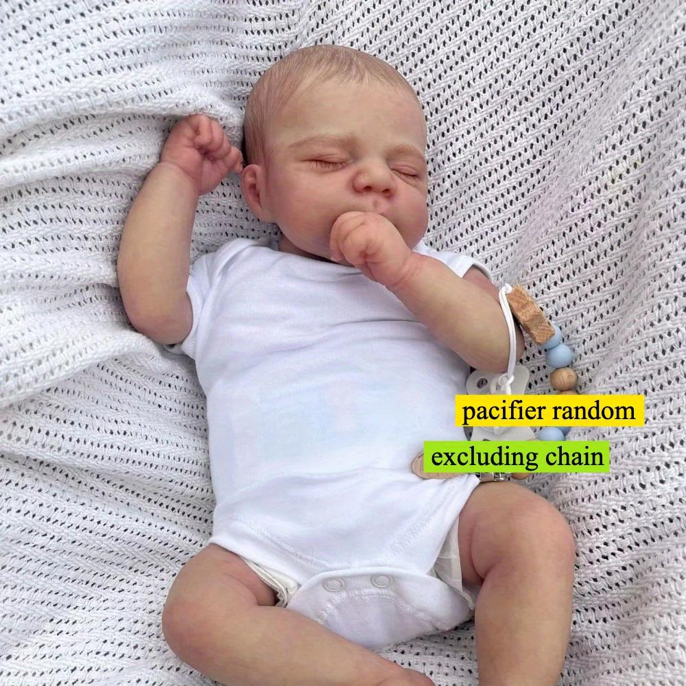 BZDOLL 48cm Ganzkörper Weichvinyl Reborn-Puppe mit 3D-Bemalung mit sichtbaren Adern Schlafendes Babymädchen Lebensechtes Bade-Spielzeug Mode Geburtstagsgeschenk für Kinder 3+