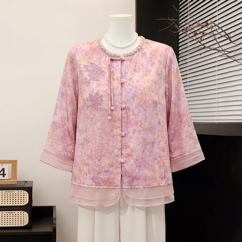 Datang Furen New Chinese Style Embroidered Summer Shirt 4XL