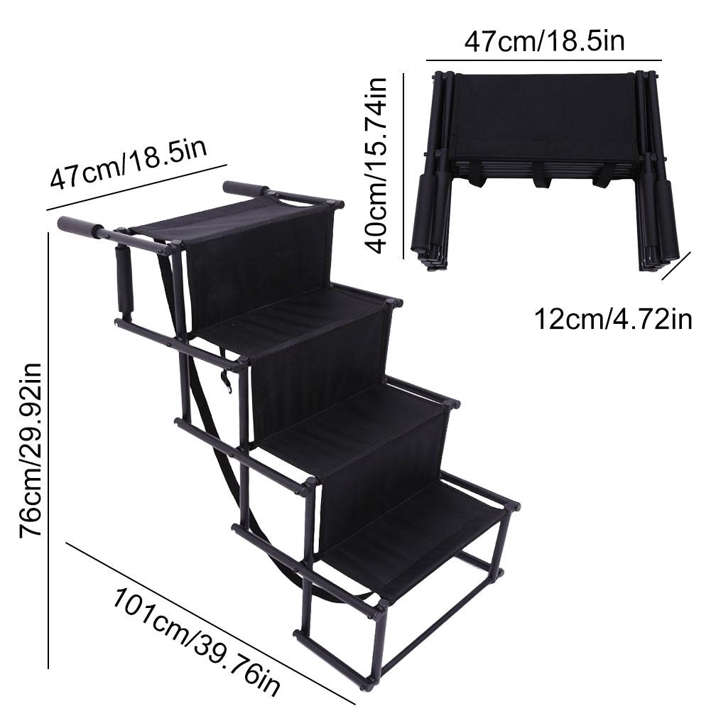 Foldable 4 Steps Pet Ramp Nonslip Lightweight Sturdy Dog Cat Ladder Easy Clean Rubber Base Folding Pet Stairs for Car Pet Mobili