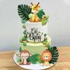 Dschungel Safari Tier Kuchen Topper mit bunten Kugeln Palmblätter Kuchen Dekoration für Mädchen Jungen Wildes Thema Geburtstagsparty Baby
