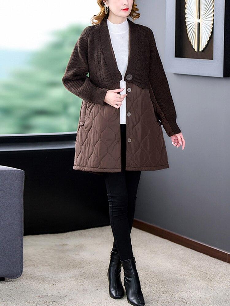XITAO V-neck Patchwork Women Trench Coat FBB1618