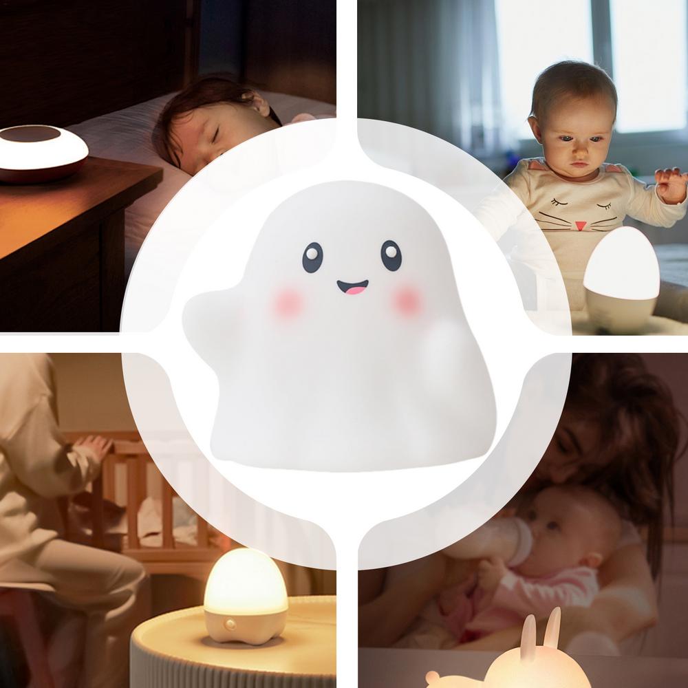 Halloween Ghost LED Light Halloween Touch Bedside Ghost LED Lamp Silicone Cute Halloween Ghost Decor With Sound Effect For