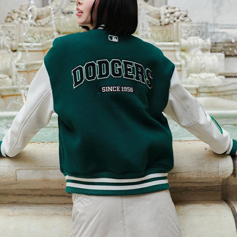 New MLB Varsity LA DODGERS Baseball Jacket Unisex Dark Green 3AJPV0234-07GND