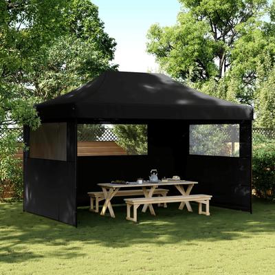 Vidaxl Pop-Up Party Tent with 3 Walls, Black