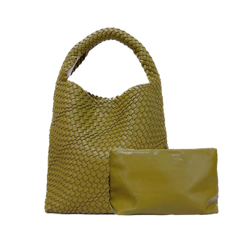 Women's Large Capacity Woven Shoulder Bag – Versatile Tote for Shopping, Commuting, and Everyday Use