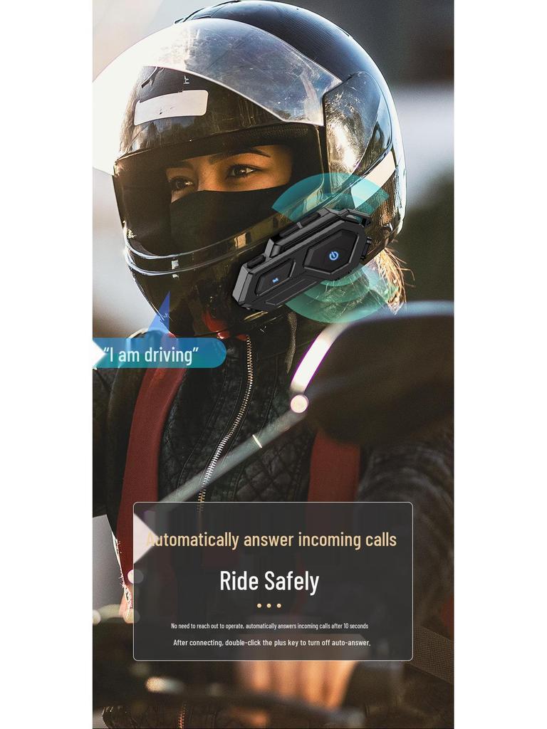 Waterproof Bluetooth Motorcycle Helmet Earphones with Noise Cancelling & Multi-person Intercom