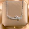Design Bow Necklace Women'S High Sense Simple Versatile Zircon Pendant Exquisite Collarbone Chain