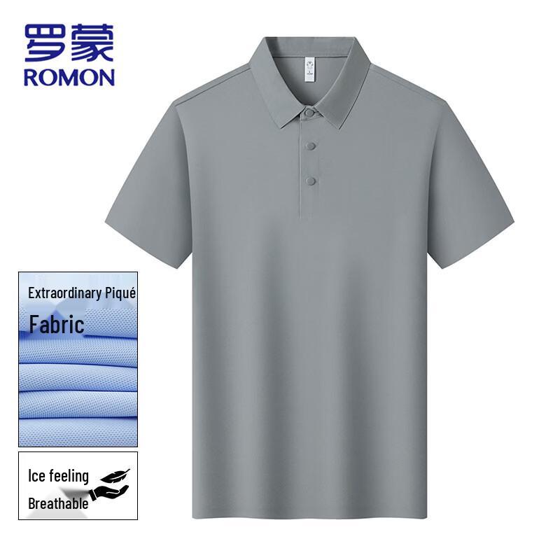 ROMON Men s Ice Silk Short Sleeve Polo Shirt 4XL