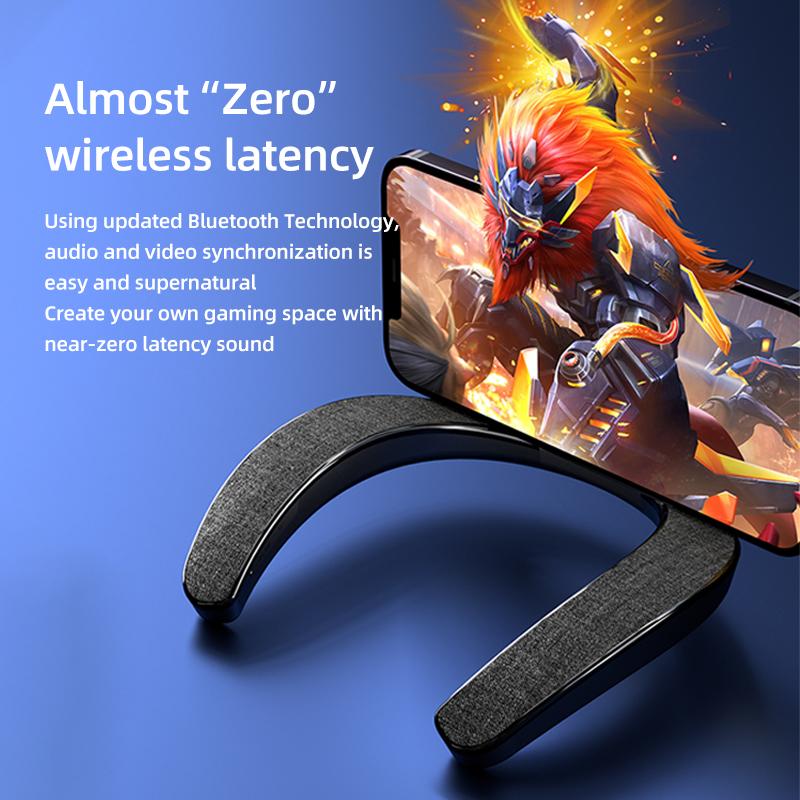 Altoparlante da collo Rockmia EBS-908 905 Bluetooth Wireless 5.0 a forma di U 6W Scatola Bassi Portatile per Gaming, Viaggi, Passeggiate e Ciclismo