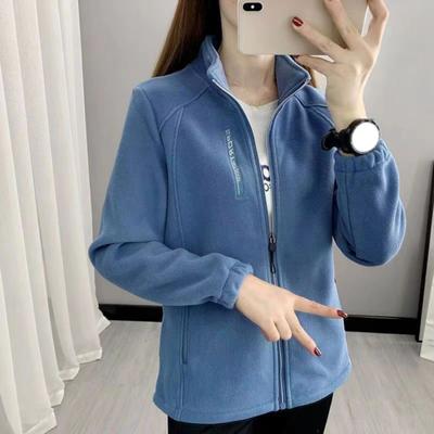 Frühling Winter Frauen Jacke Stehkragen Polar Fleece Reißverschluss Jacke Lange