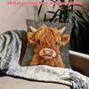 2D Flat Print Ultra Soft Short Plush Highland Cow Cute Decorative Pillow Cover, Non-Embroidered, Polyester Single-Sided Printing, Zipper Closure