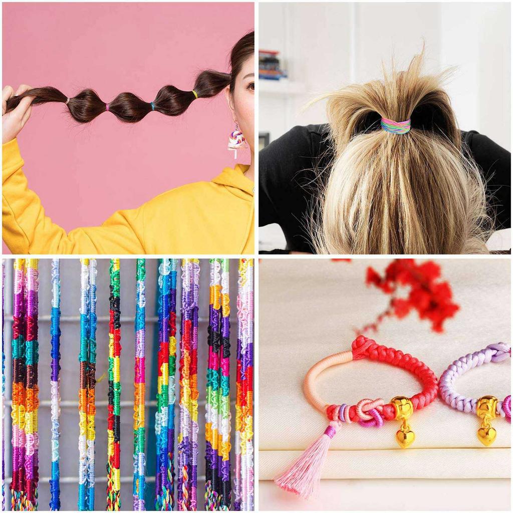 2X Elastic Cord, Beading Cords Threads, Rainbow Color Stretch String Cord, Fabric Crafting String For Bracelet