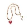 Fashionable Heart Pearls Necklace Handmade Adjustable Neckchain Stylish Clavicle Chain for Women Girls Elegant Chokers