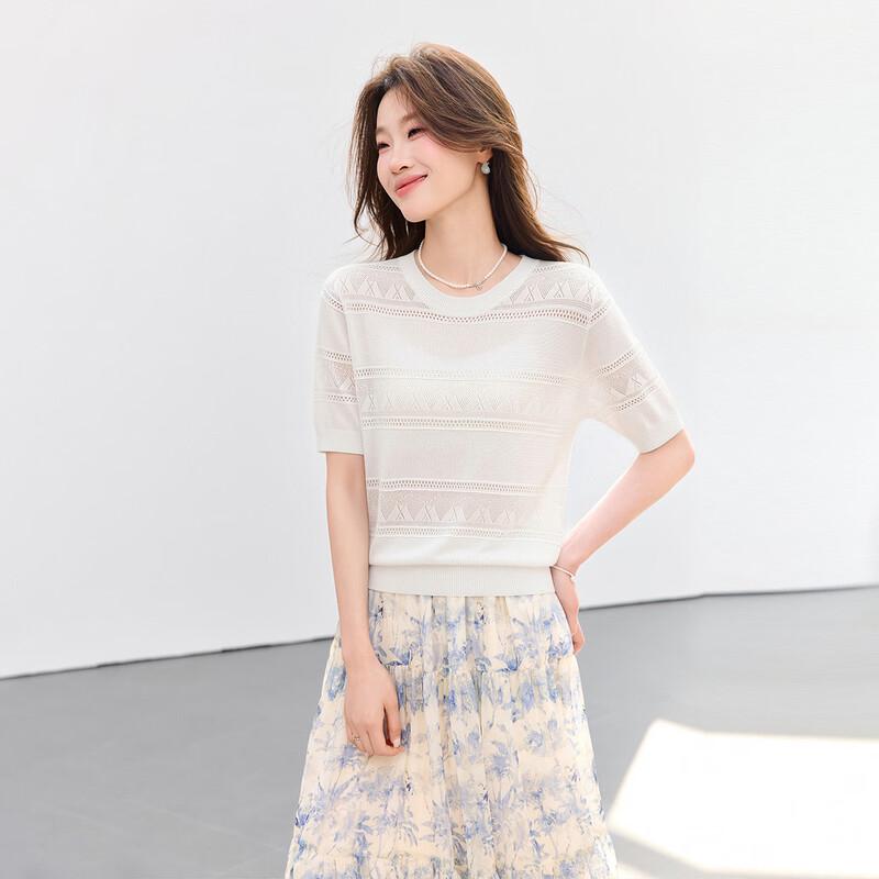 Srcr Women's Silk Blend Jacquard Knit T-Shirt