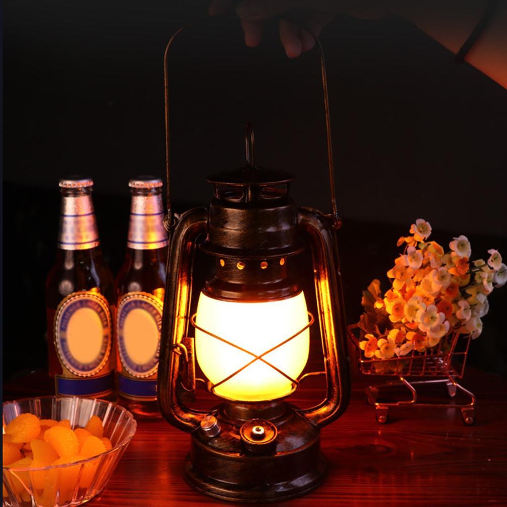 Vintage Hurricane Lantern Rechargeable and Battery Powered Metal Hanging Lantern with Dimmer Switch