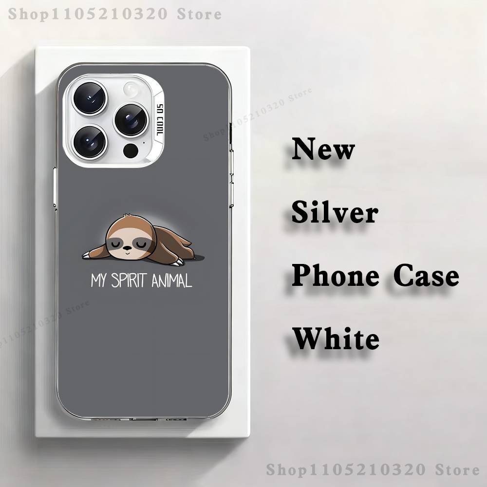 Animal Cute Sloth Phone Case For iPhone 17,16,15,14,13,12,11,Pro,XS,Max,Plus,Mini,SE4,E white Matte Shockproof Cover