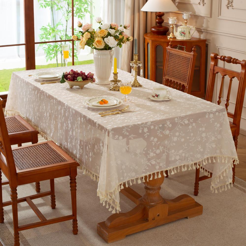 Yingchuang French Lace Tablecloth Relief Pattern Decoration Tv Cabinet Cover Cloth Restaurant B & B Hotel Fringed Table