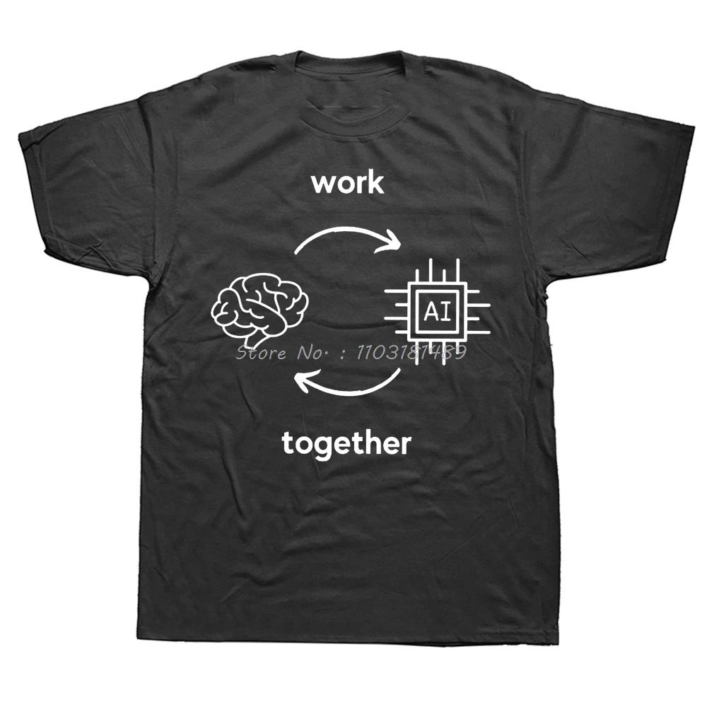 

ИИ ПРОТИВ Человека Футболка в стиле OpenAI ChatGPT CHAT GPT Удобная Хип-хоп Подарочная Одежда Футболка с круглым вырезом Фитнес Топ с коротким рукавом Футболки XXXXXL чёрный