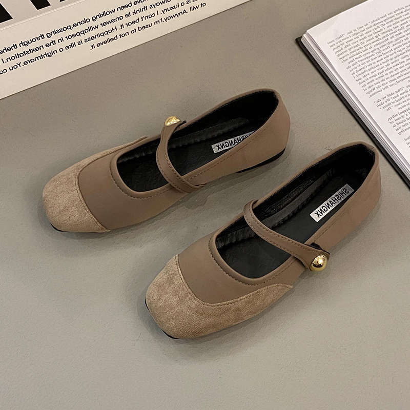 Spring Autumn Elegant Mary Janes Flats Shoes Women Black Buckle Strap Shallow Casual Ballet Shoes Ladies  Canvas Loafers